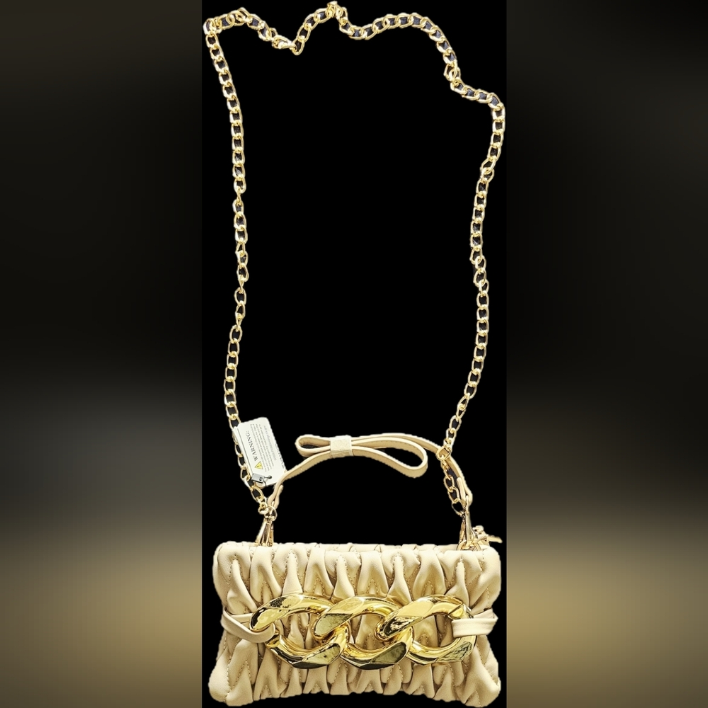 Elegant Cream Chain Shoulder Bag
